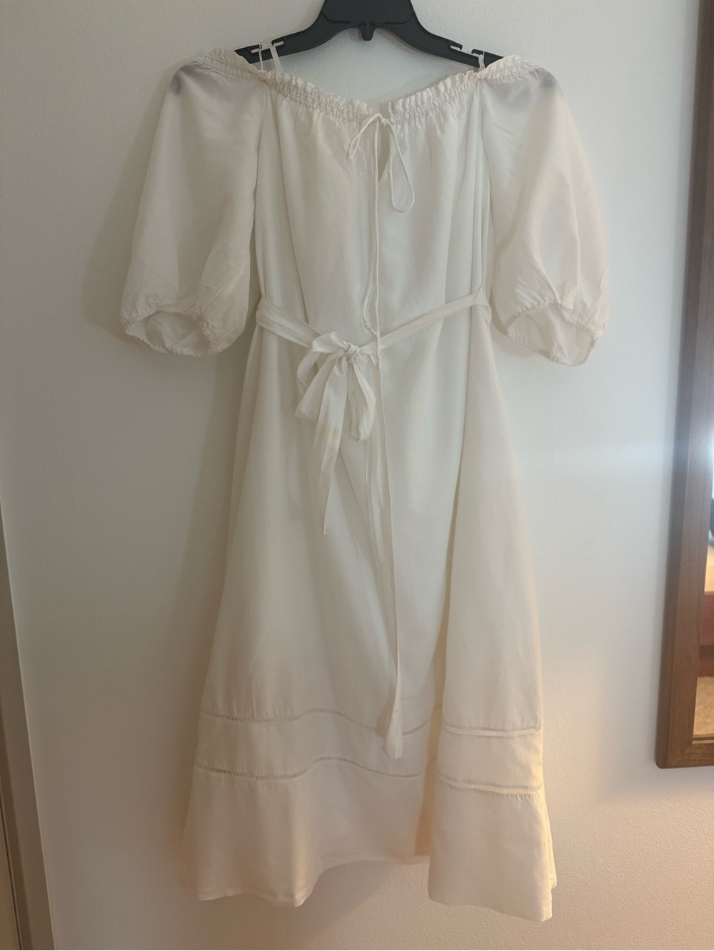 Anthropologie White Off-Shoulder Midi Peasant Dress XSP silk cotton fairycore - Picture 4 of 12